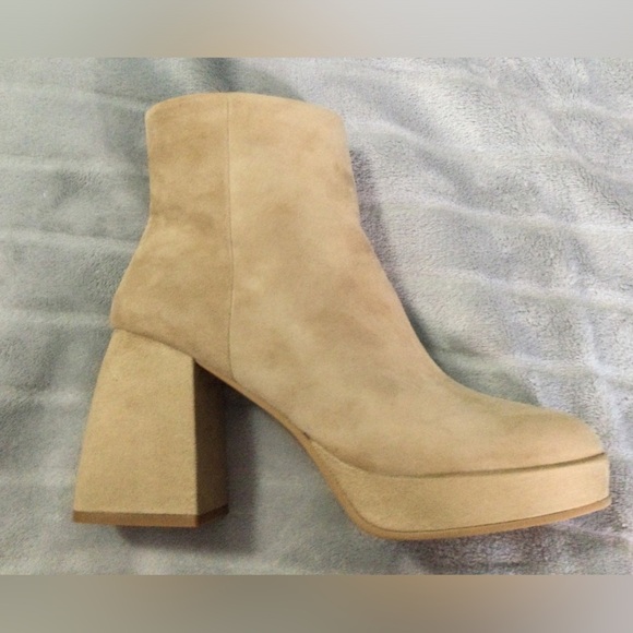 Lisa Vicky Niftyx Camel Kid Suede Block Heeled Ankle Platform Boots Size 9M - Picture 11 of 12